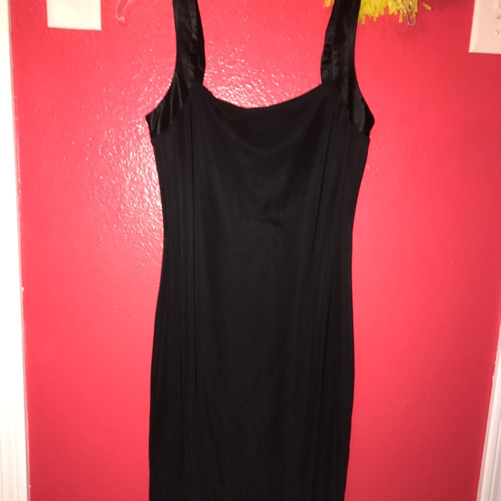 Simple but sexy black satin dip back dress